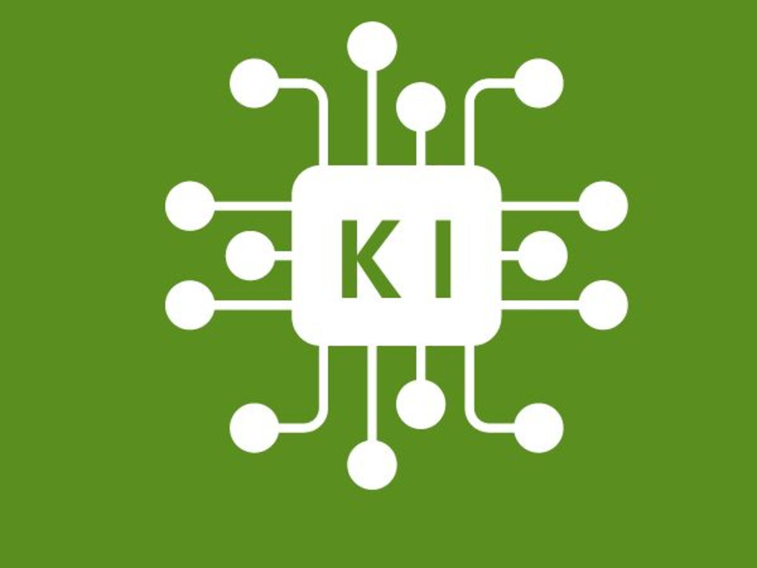 Icon mit Computerchip und dem Schriftzug KI