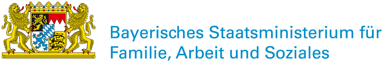 Logo Bayerisches Staatsministerium für Familie, Arbeit und Soziales mit Löwen-Wappen