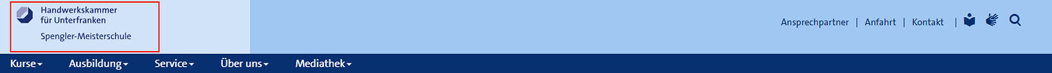 Screenshot des Headers mit Logo auf www.spenglermeisterschule.de