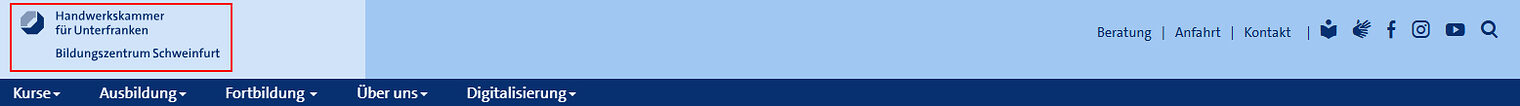 Screenshot des Headers mit Logo auf www.bildungszentrum-wuerzburg.de